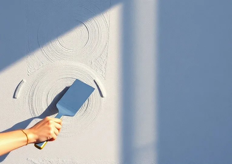 Application d'un enduit décoratif à la lisseuse sur un mur